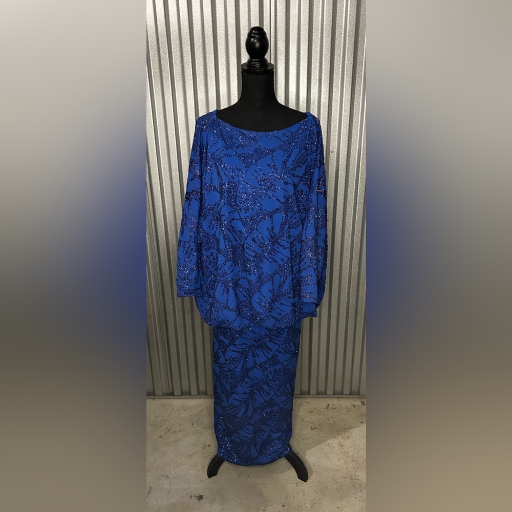 Women’s Pat Richards Vintage Vtg 80s Blue Floral Baggy Maxi Dress Designer 8
